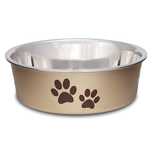 Loving Pets Bella Dog Bowls- Stainless Steel Dog & Cat Bowls – Spill Proof Dog Food Bowl, Cat Bowl, Puppy Essentials & Pet Supplies Great for Home & Travel (Small 10-20 lbs, Champagne)
