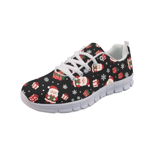 Wanyint Women Christmas Sneakers Running Walking Shoes White Sole Fashion Tennis Shoes for Travel Breathable Trainers Footwear, Santa Claus Gift