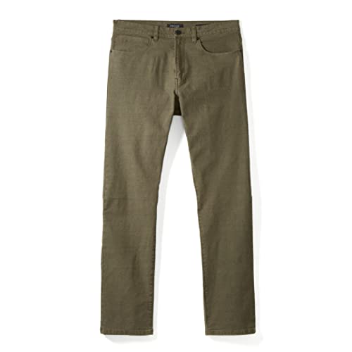 Huckberry Proof Men's Rover Pant, Classic Work Pant & Breathable Fabric - Slim Fit, Dark Olive, Size 32 x 32