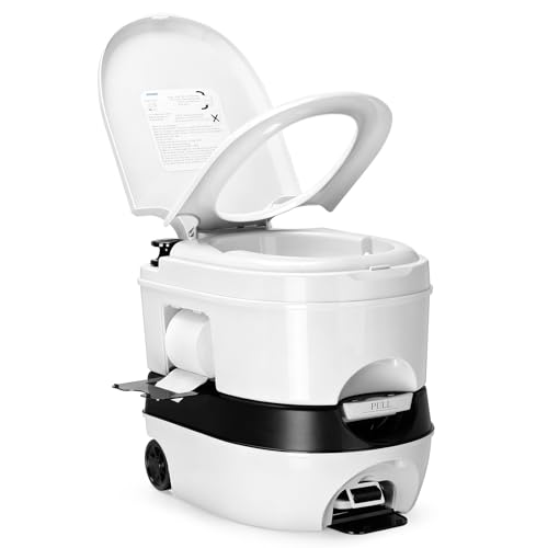 Kohree 6.34 Gal Portable Toilet for Adults: Large Camping Toilet with Wheels, Level Indicator - Odorless Leak-Proof Boat Porta Potty with Paper & Detergent Collection for Home Use, Camper, RV Travel