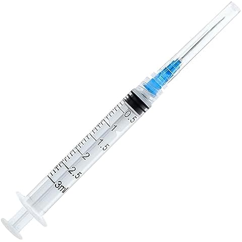 3ml Plastic Syringe with 23 Gauge 1 Inch,Individually Wrapped,Pack Of 100 Cover