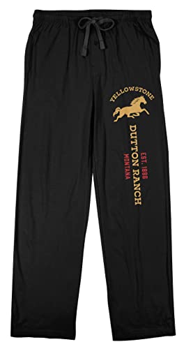 Yellowstone Series Dutton Ranch Logo Men's Black Graphic Sleep Pants