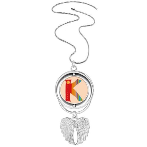 Collier K avec pendentif ailes d'ange et motif fruit orange en émail