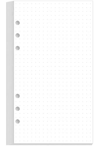 A6 Dotted Paper Refills - Grid Dot Paper for Filofax Personal Binders 6 Holes Punched 100 Sheets/200 Pages 100gsm 3.75 x 6.75