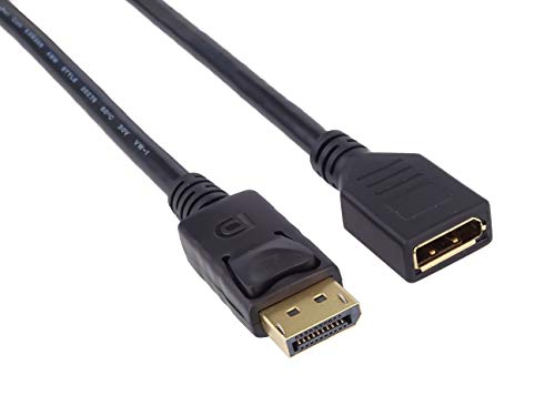 Premium Cord Cable alargador DisplayPort M/F 2 m, hasta 10,8 Gbps, Compatible con vídeo Full HD 1080p, HDCP, Negro kportmf1-02, 2 m