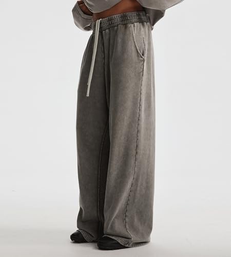 Image of Colorful world Mens Sweatpants Acid Washed Elastic Waist Drawstring Sweat Pants Cotton Baggy Streetwear Pant with Pockets
