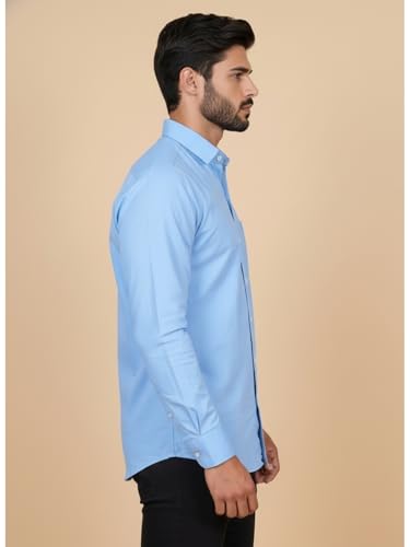Image of Full Sleeve Black Formal Shirt for Men Cotton Regular Fit Casual - Pure Premium Branded Shirts for Men Formal Stylish Slim Plain Solid Man Wear as Office and Party