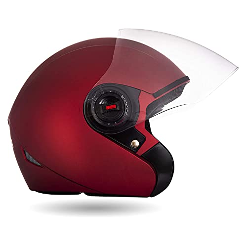 Image of Yamaha YR6 Half Face Helmet (Matt Red, Size XL) Y6AYR6RDXL16