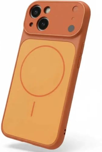 Image of for iPhone 14 |Convert to 17 pro /17 Pro Max Style Premium Back Glass Magsafe Wireless Charge Converter Cover Magnetic Case for iPhone 14 |Convert to 17 pro /17 Pro Max (Orange)