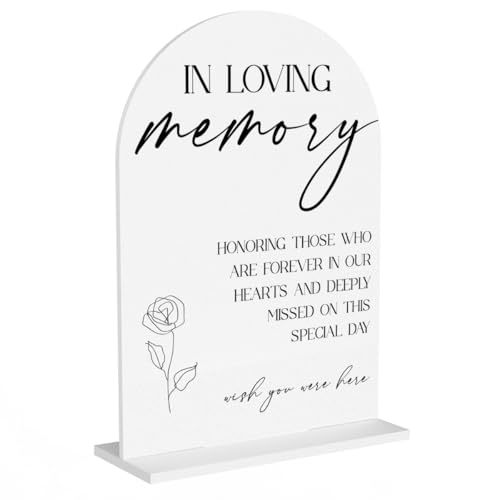 In Loving Memory Wedding Sign In Memory Wedding Sign for Engagement Bridal Shower Decor fo Ceremony Reception Party Weddings Table White Acrylic Sign