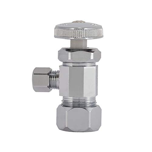 Image of Eastman 1 /4 Inch OD Compression x 5 /8 Inch OD Compression Multi-Turn Angle Stop Valve, Brass Plumbing Fitting, Chrome, 04344LF