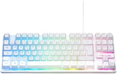 The G-Lab Keyz Caesium TKL Clavier Gamer TKL 87 Touches Filaire USB AZERTY Français, Rétro-Éclairage LED Multicolore - Clavier Gaming Compact sans Pavé Numérique pour PC/PS4/PS5- New (Blanc)