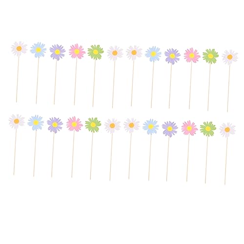 Cabilock 48 Uds Inserto De Pastel De Margaritas Decoraciones De Magdalenas De Flores Adorno De Pastel De Flores Decoraciones De Magdalenas Adornos De Pastel De Adornos De