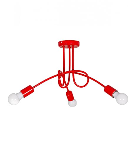 Light-Home Suspension Luminaire Lustre Industriel Edison - Moderne Lustre pour Chambre Salon et Cuisine - en Metal - Rouge