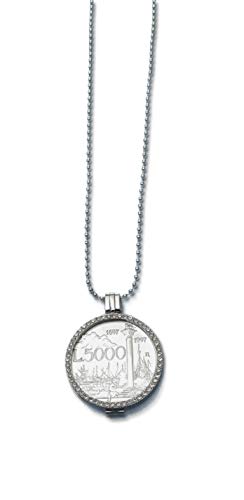 Colgante Canaletto Moneda 5000 liras plata evita alergias joya única de plata esterlina