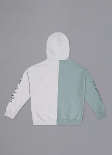 Image of Free Authority Official Naruto & Sasuke Anime Printed Off White & Green Oversized Hoodie for Men