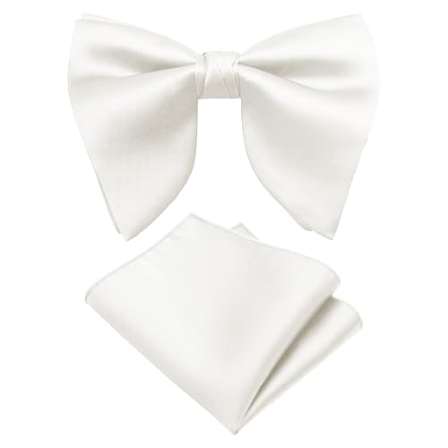 Image of Luckyvestir Oversized Bow Ties for Men, Pre Tied Clip on Men's Black Bowtie for Wedding Tuxedo Banquets Formal Wear