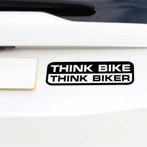 Think Bike Car Sticker, Biker Safety Decals, Think Biker Vinyl Decal, Motorcycle Awareness Stickers, Think Bike Think Biker, Car Window Bumper Stickers (160mm x 45mm (LxH))