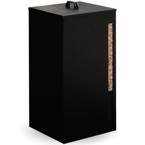 IDMarket - Pelletbehälter schwarz Kapazität 45 kg Pelletaufbewahrung 36 x 36 x 76 cm