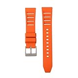Genérico Correa de reloj de FKM suave de 22 mm y 19 mm de liberación rápida, de caucho fluorado, for reloj de buceo tradicional (20, 21 y 24 mm)(Orange,24mm)