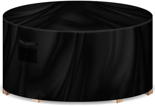 Futura Premium Round Garden Furniture Covers Waterproof 190x80cm, Heavy Duty 600D Oxford Fabric Round Garden Table Cover, PVC Lined Round Patio Table Cover with Air Vents and UV Safe