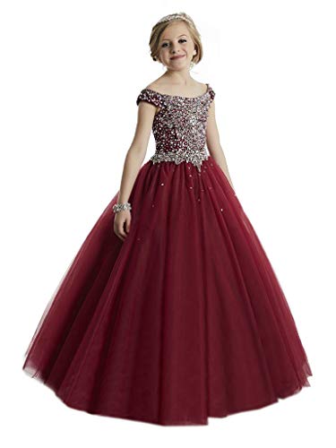 Junguan Girls' Off The Shoulder Pageant Dresses Aline Princess Prom Dress Formal Ball Gowns4