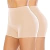 Seamless Shaping Boyshorts Panties for Women Tummy Control Shapewear Under Dress Slip Shorts Underwear (B# Beige+beige-6,M)