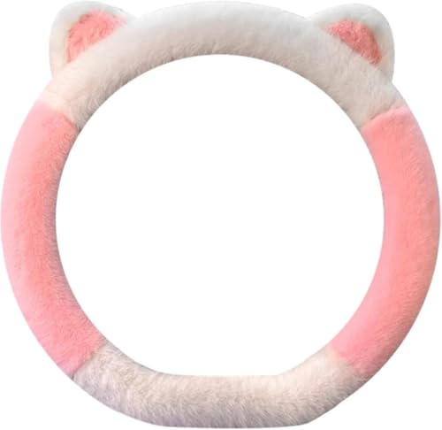 秋冬用車ハンドルカバー スズキ SX4 S-CROSS/スイフト/ジムニー/エスクード/ラパン/ランディ/ハスラー/ソリオ/アルトワークスに適したベルベットの防寒ハンドルカバー 暖かく、ふわふわ、柔らかく快適な立体猫耳形状かわいいファッションカーアクセサリ