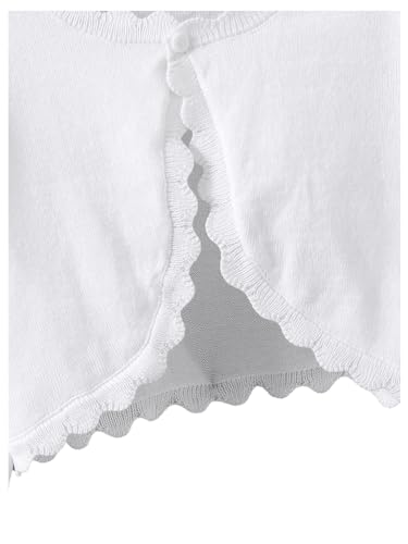 Floerns Girl's Long Sleeve Scallop Trim Knitted Open Front Cardigan Sweater4