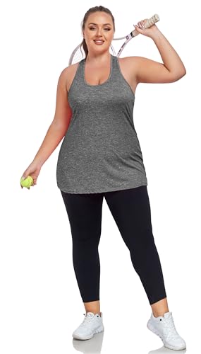 Image of ForHailey Women's Plus Size Cross Back Workout Tank Tops Athletic Shirts