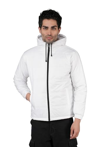Image of Bomber Jacket, White, Full Zip Hooded Jacket