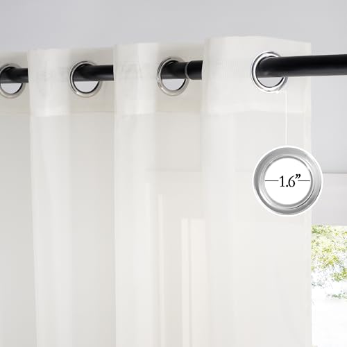 Image of NICETOWN Natural Voile Sheer Bedroom Curtains 84 Inches Long, Grommet Airy & Lightweight Window Treatments Light Filtering for Living Room /Bedroom,W54 x L84, Set of 2