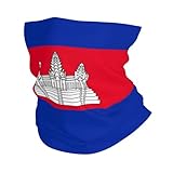 Cambodia Flag Neck Gaiter Face Cover Scarf, Breathable Windproof Sun Protection Men Women Balaclava Outdoor Skiing Fishing Hiking Cycling