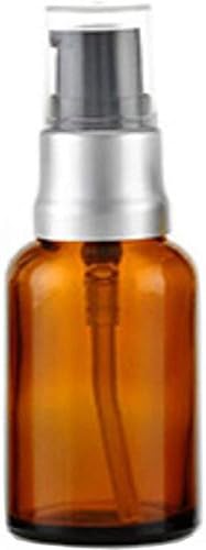 1PC Empty Upscale Amber Glass Pump Press Bottles Vial Tube Containers Pot For Face Cream Makeup Facial Cleanser Toiletries Toner Liquid Cosmetics Shampoo Lotion Emulsion (100ML / 3.4oz)