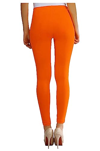 Image of H2 Women's Comfortable Cotton Blend Leggings - Ankle Length, Versatile (in, Alpha, 2XL, Regular, Flame Orange)