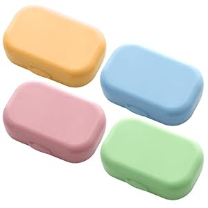 SIOPPKIK 4pcs Étui Lentilles de Contact, Lentille de Contact Boîte, Conteneur pour Lentille de Contact Exqui, Étui de Rangement de Lentille de Contact (Rose, Jaune, Bleu, Vert)