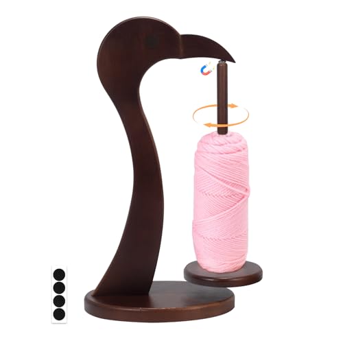 Image of Yarn Holder for Crocheting,Magnetic Twirling Yarn Spinner with Anti-Slip Base,Flamingo-Shaped Yarn Ball Dispenser,Crochet Gift for Knitting Lovers (Walnut)