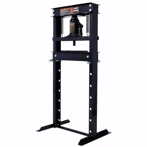 20 Ton Hydraulic Shop Press - Heavy Duty Hydraulic Press H-Frame Floor Mount Benchtop Hydraulic Shop Press with Press Plates Adjustable Working Table Height Shop Press for Car Repair and Garage, Black
