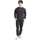 [ルアンナジェナ] 【雑誌Tarzan掲載】 パジャマ リラクシングウェア スウェット 上下セット メンズ レディース ルームウェア 誕生日 プレゼント ギフト (JP, アルファベット, 4L, ブラック)