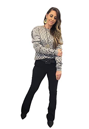 Suéter Tricot Mania de Sophia Manga Princesa Poá Chumbo