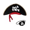 papapanda Pirate Hat Eye Patch voor kinderen en volwassenen kapitein kostuum