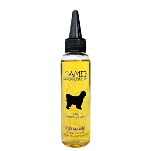 Tamei Bio Fellöl Argan für Hunde bei trockener Haut und trockenem Fell - 100ml - bringt Glanz sättigt kurzes und langes Fell - vegan