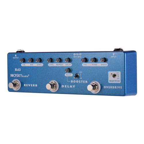 Guitar Multi-Effects Pedal RD5 Reverb+Delay +Booster+Overdrive+Buffer with True Bypass Buffer Pedal Effects Processors