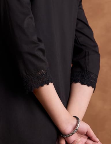 Image of Amazon Brand - Myx Women's Pure Cotton Embroidered Short Kurti | Tunic | Short Kurta (Available in Plus Sizes)