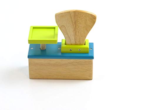 Unbekannt Türkis/Petrolfarbene Kaufladen-Waage aus Holz mit beweglichem Gewichts-Zeiger + Skala von 0-9… – Bild 4