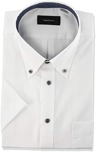 （03:00時点） [コナカ] ワイシャツ 半袖 形態安定加工/細すぎないスリムフィット/襟裏おしゃれ/ボタンダウン/カラー釦・カラー釦付糸/左胸ポケット メンズ 白ドビー無地3 首回 37cm半袖(日本サイズS相当)