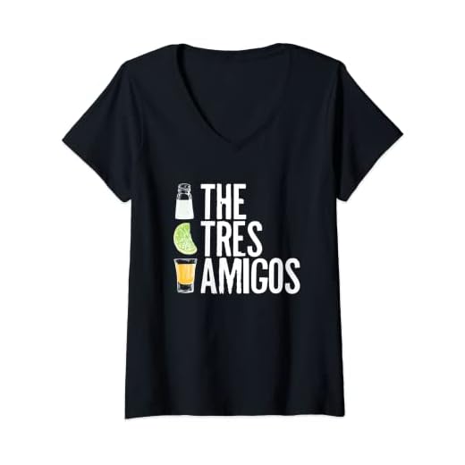 Womens The Tres Amigos Tequila Lime Salt Cinco De Mayo Party V-Neck T-Shirt