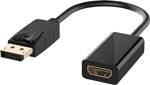 ZISONIX Adaptateur DisplayPort vers HDMI, Displayport (DP) Mâle vers HDMI Femelle Convertisseur, Résolution 1080P 4K pour TV, Thinkpad, HDTV, Moniteur,...