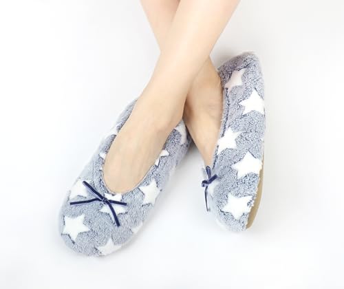 Image of Keyela Women's Ballerina Slippers,Non-Slip Bedroom Slippers Socks | Soft fuzzy slipper socks for ladies Indoor home slippers Cozy sock slippers Ballet Slippers
