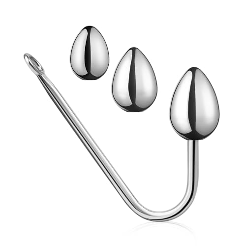 Stainless Steel Anal Training Sets, Anal Hook with 3 Interchangeable Balls, Polished Metal Anal Ball Plug with O Ring for Beginners to Advanced Users